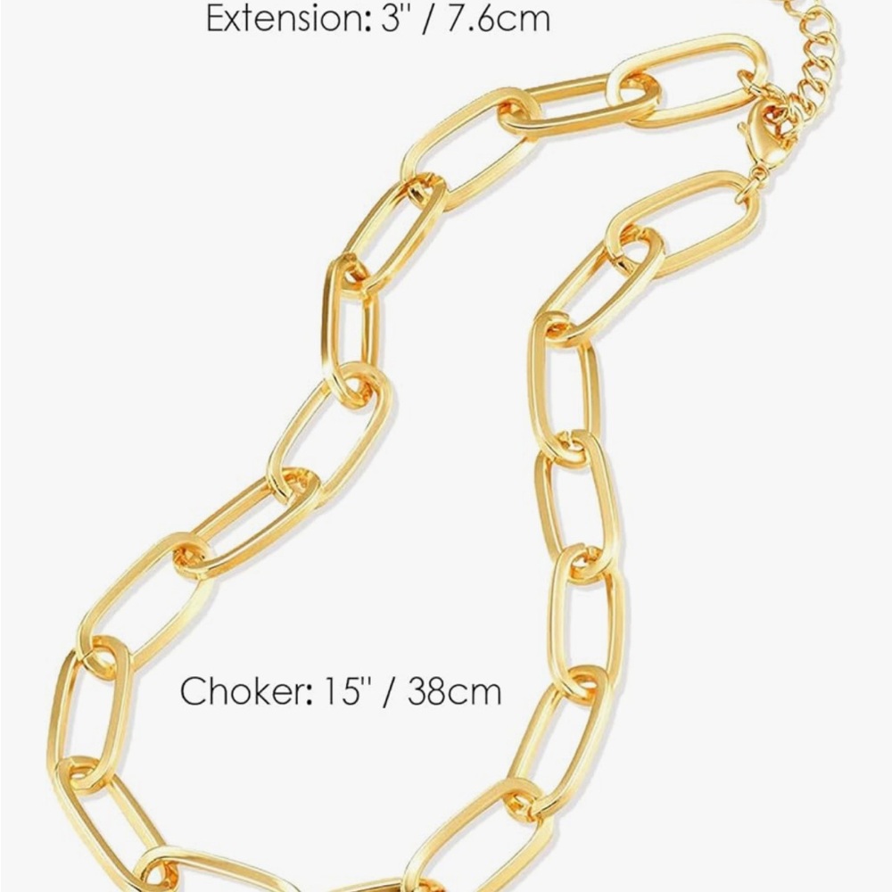 Chunky Paperclip Chain Link Necklace - Picture 3 of 3